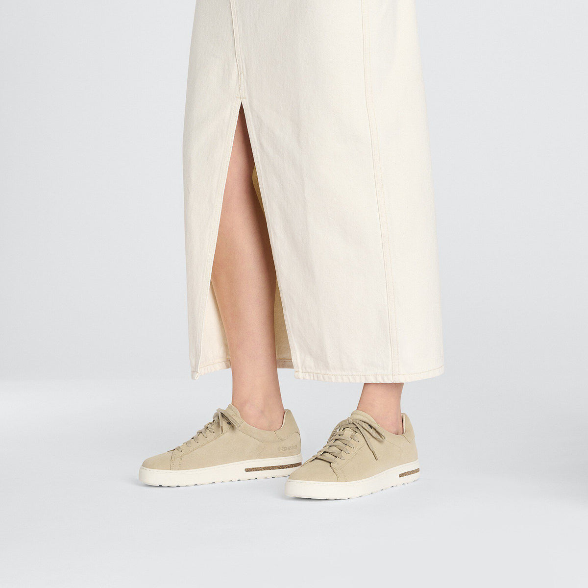 Bend Low Suede Leather in Color Sandcastle/White | Birkenstock