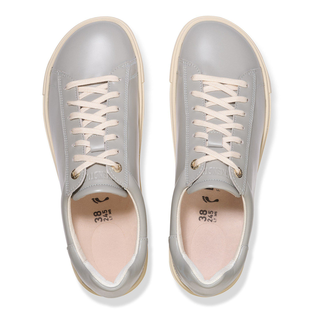 Bend Low Natural Leather Patent in Color Stone Coin | Birkenstock