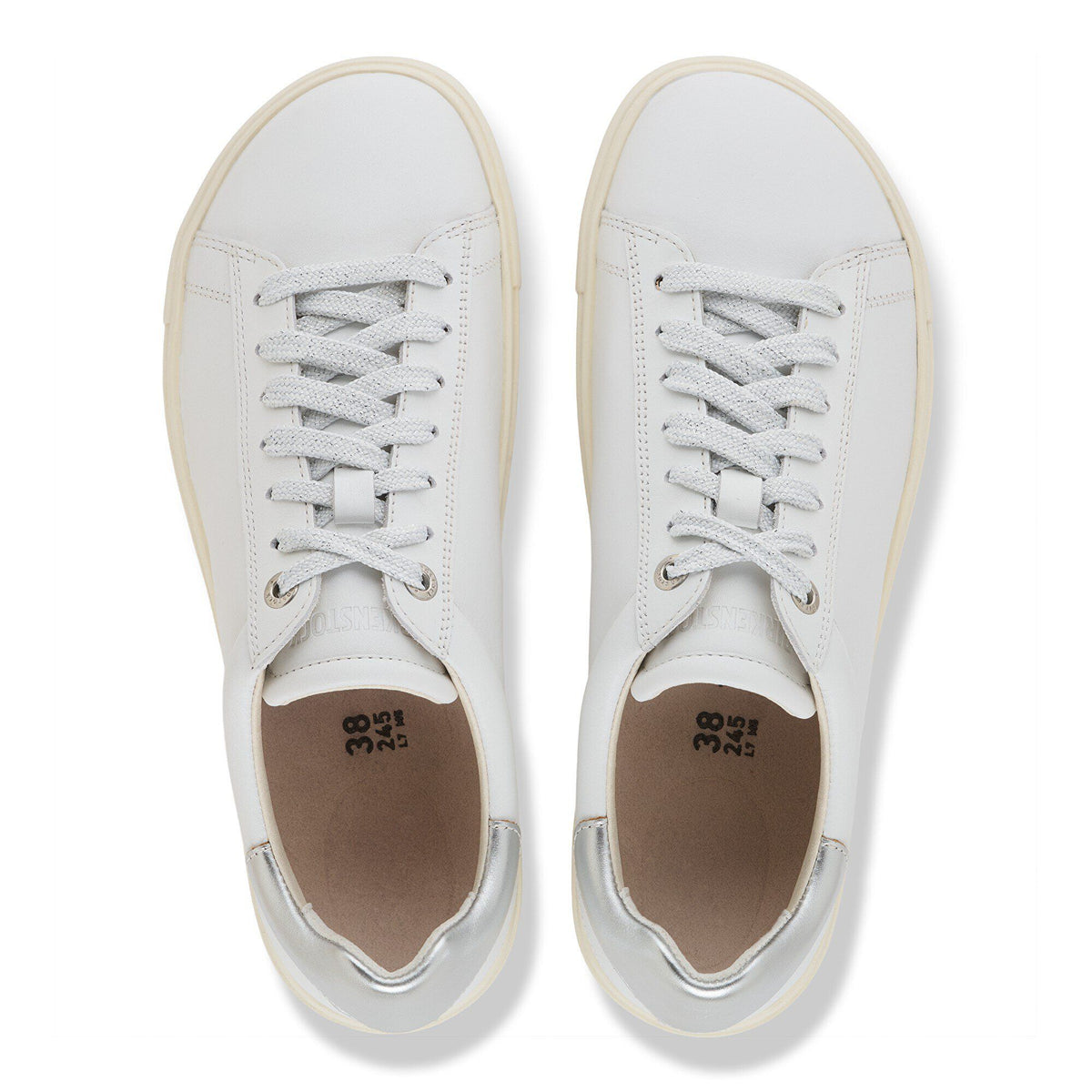 Bend Low Leather in Color White/Metallic Silver | Birkenstock