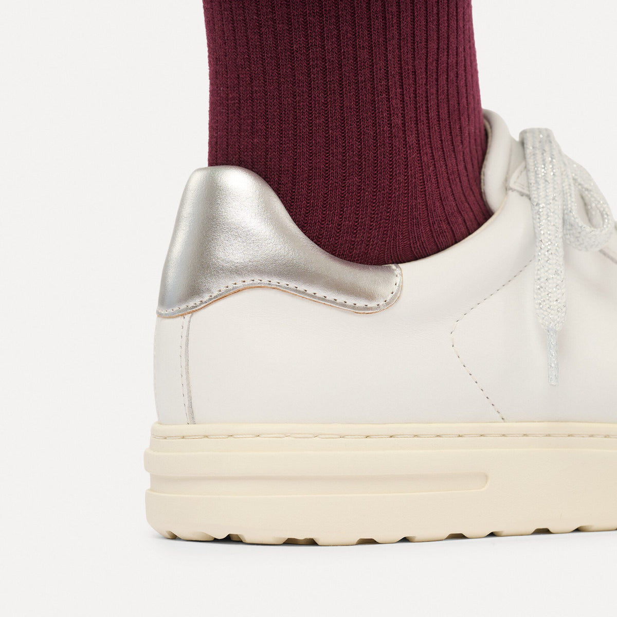 Bend Low Leather in Color White/Metallic Silver | Birkenstock