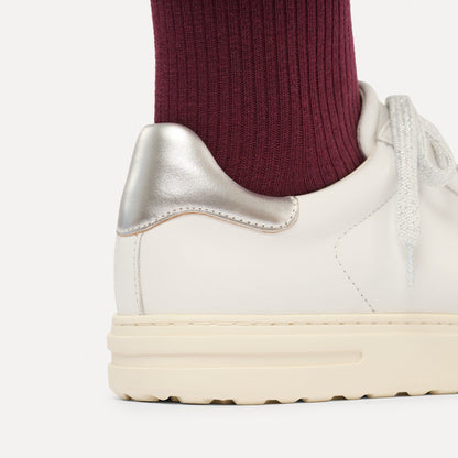 Bend Low Leather in Color White/Metallic Silver | Birkenstock