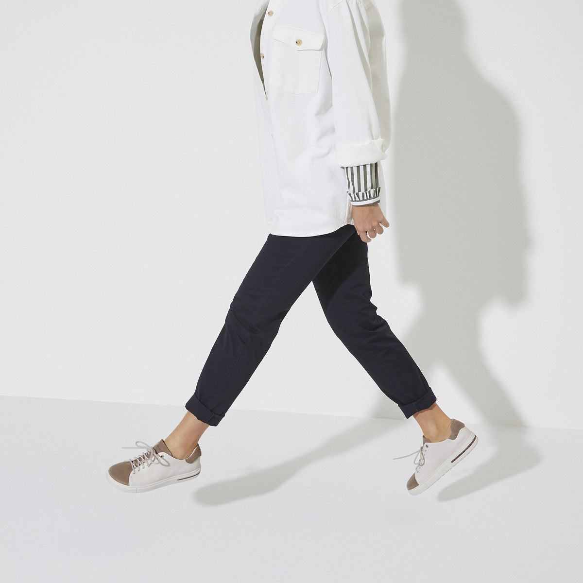 Bend Low Decon Pop Natural Leather-Nubuck in Color Taupe/Eggshell | Birkenstock