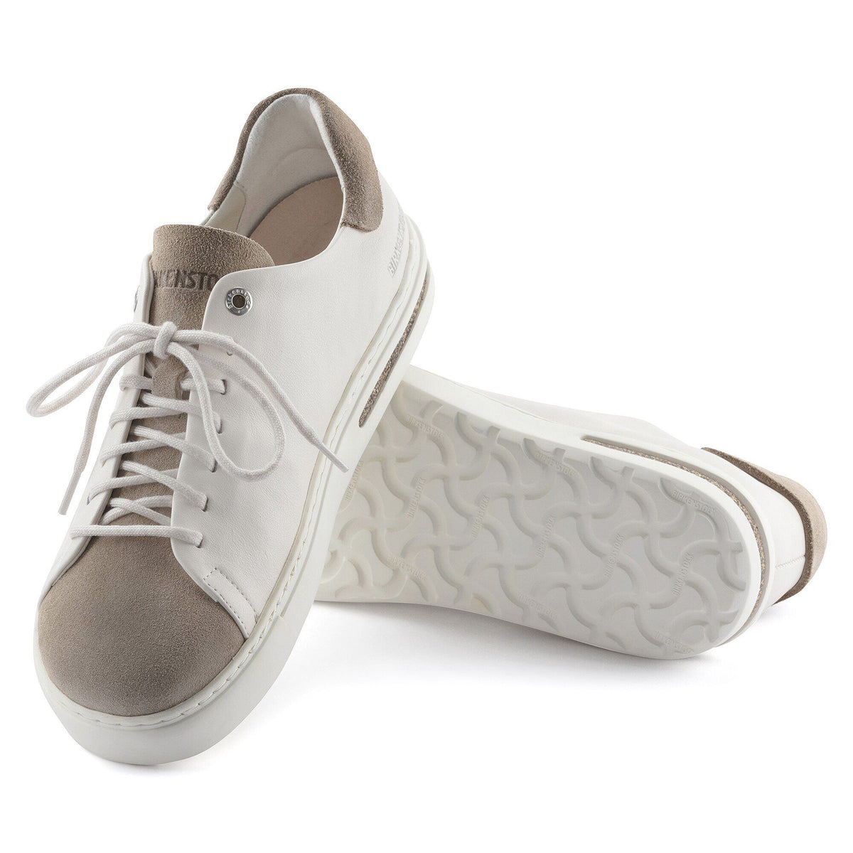 Bend Low Decon Pop Natural Leather-Nubuck in Color Taupe/Eggshell | Birkenstock
