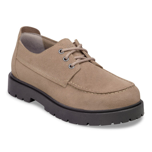 Highwood Moc Lace Suede Leather in Color Gray Taupe | Birkenstock
