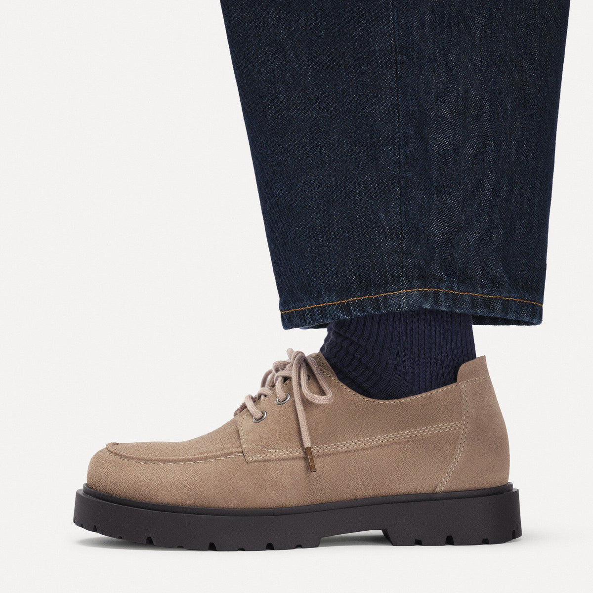 Highwood Moc Lace Suede Leather in Color Gray Taupe | Birkenstock