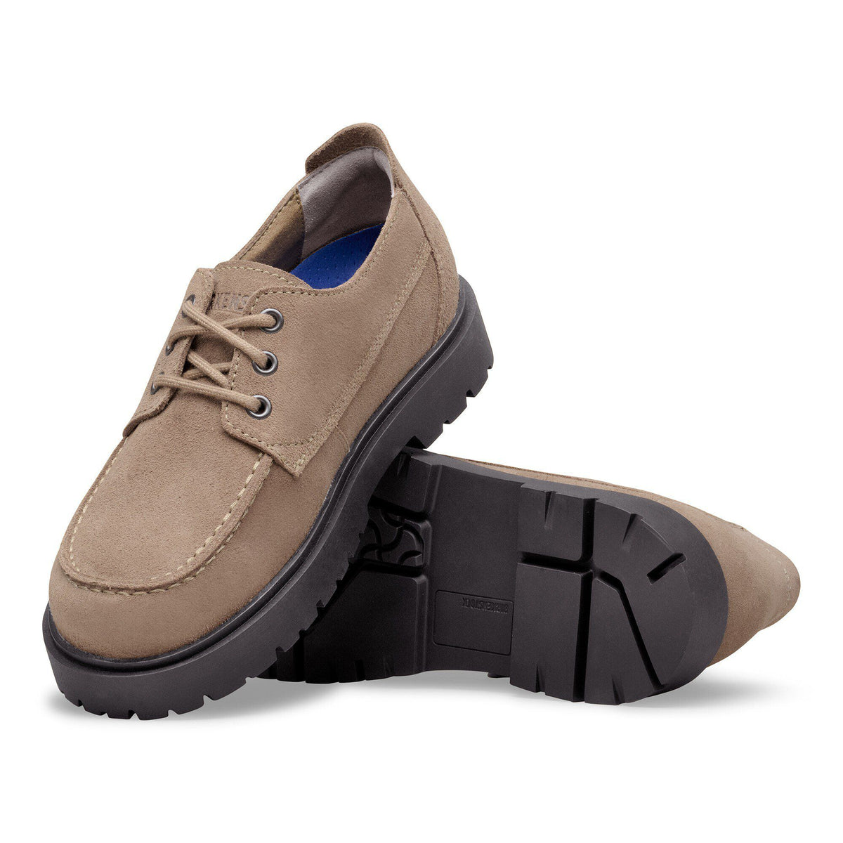 Highwood Moc Lace Suede Leather in Color Gray Taupe | Birkenstock