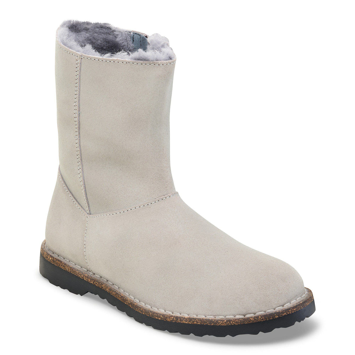 Uppsala Zip Shearling Suede Leather in Color Stone Coin | Birkenstock
