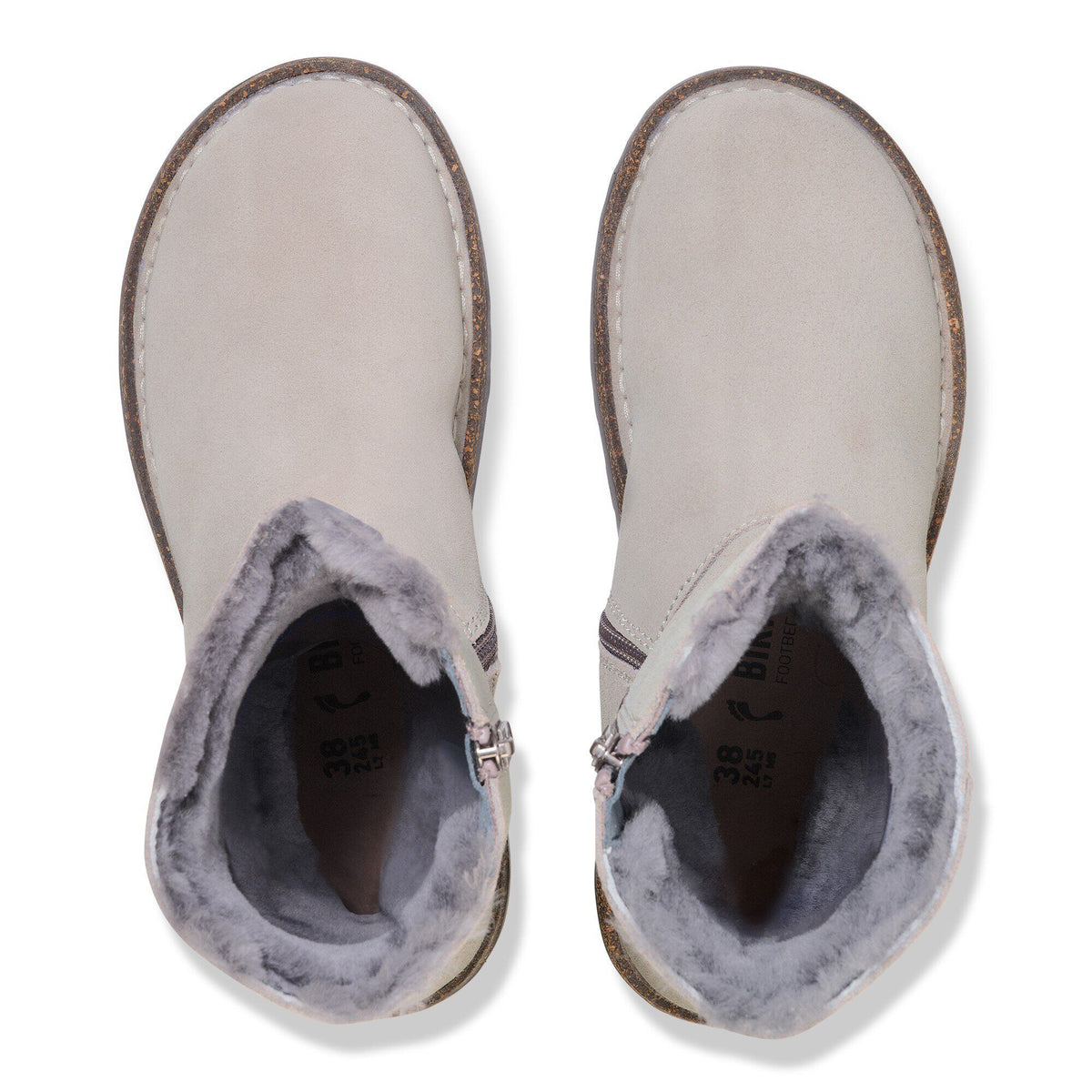 Uppsala Zip Shearling Suede Leather in Color Stone Coin | Birkenstock