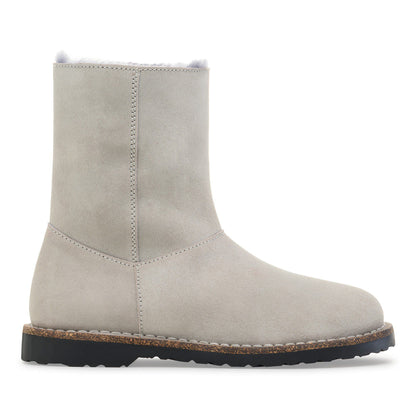 Uppsala Zip Shearling Suede Leather in Color Stone Coin | Birkenstock