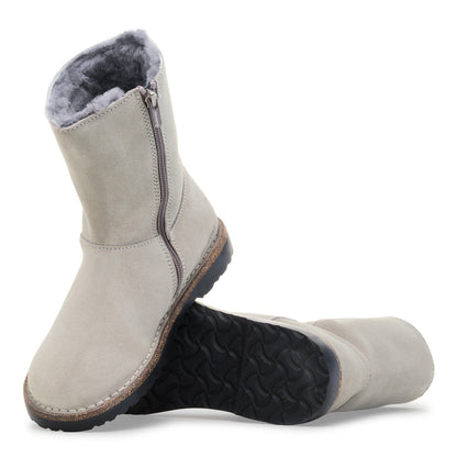 Uppsala Zip Shearling Suede Leather in Color Stone Coin | Birkenstock
