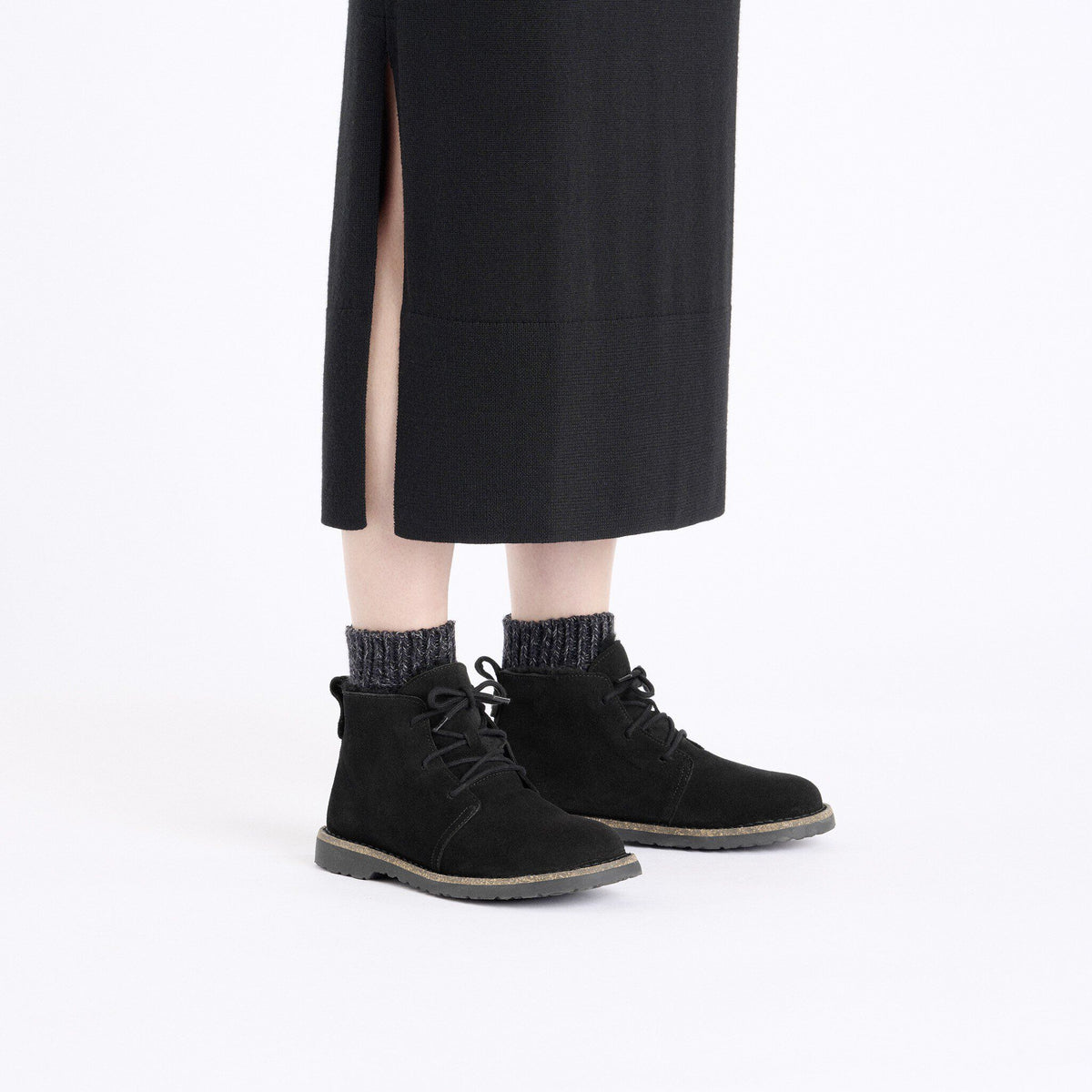 Uppsala Mid Shearling Suede Leather in Color Black | Birkenstock