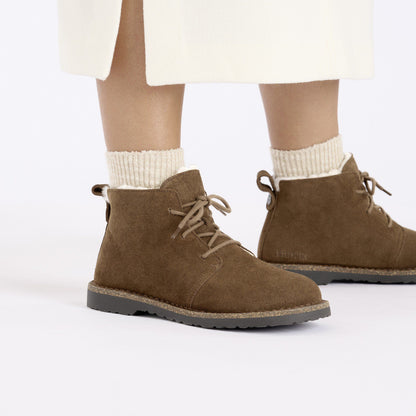 Uppsala Mid Shearling Suede Leather in Color Dark Tea | Birkenstock