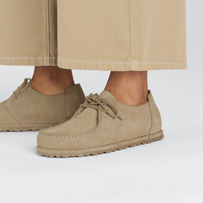 Utti Lace Suede Leather in Color Gray Taupe | Birkenstock