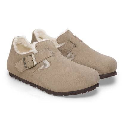 London Shearling Suede Leather in Color Taupe | Birkenstock