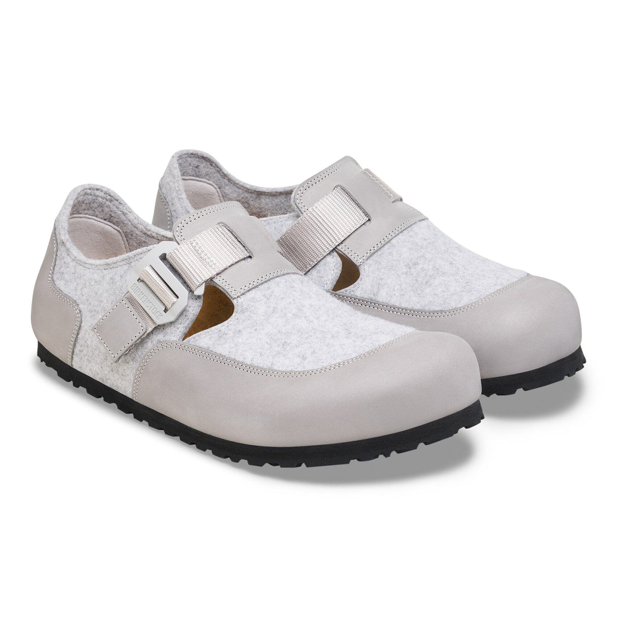 London Nova Leather/Textile/Felt in Color Stone Coin | Birkenstock