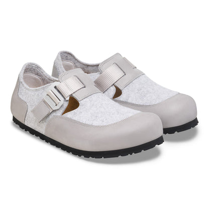 London Nova Leather/Textile/Felt in Color Stone Coin | Birkenstock