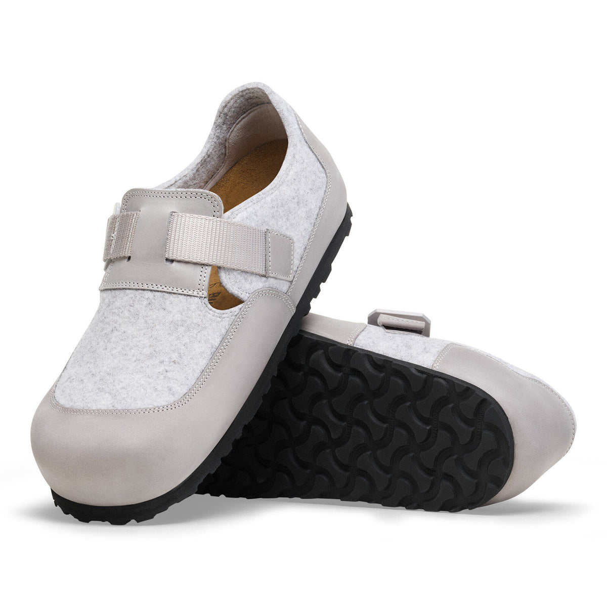 London Nova Leather/Textile/Felt in Color Stone Coin | Birkenstock