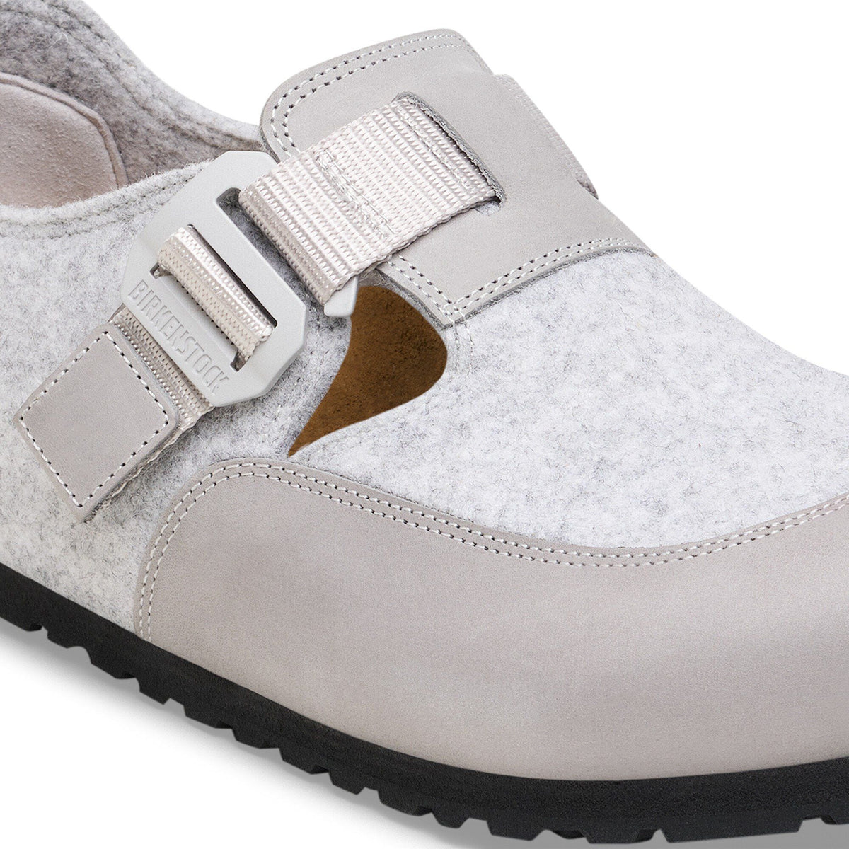 London Nova Leather/Textile/Felt in Color Stone Coin | Birkenstock