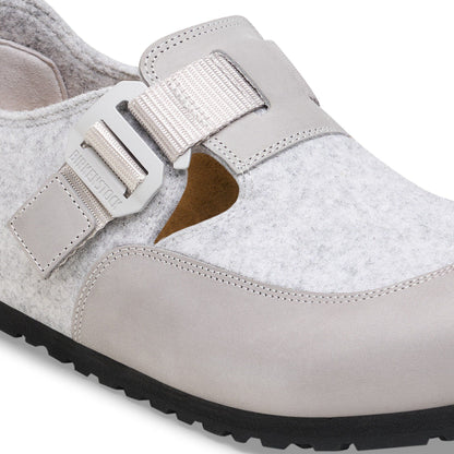 London Nova Leather/Textile/Felt in Color Stone Coin | Birkenstock