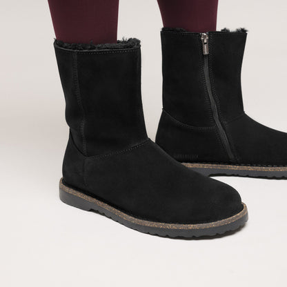 Uppsala Zip Shearling Suede Leather in Color Black | Birkenstock
