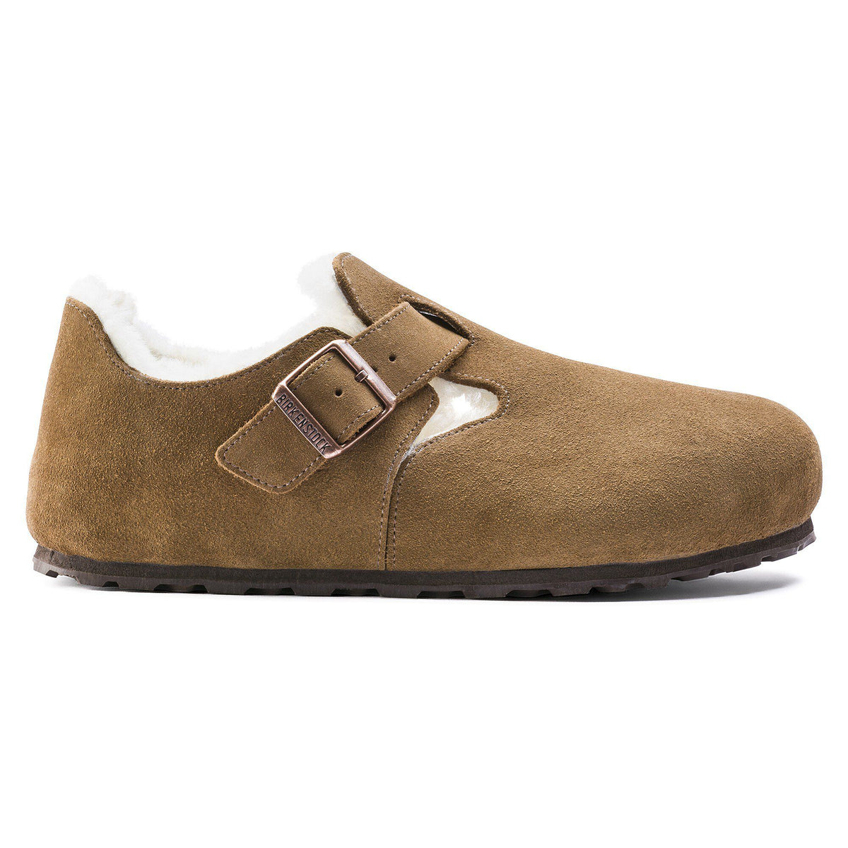 London Shearling Suede Leather in Color Dark Tea | Birkenstock