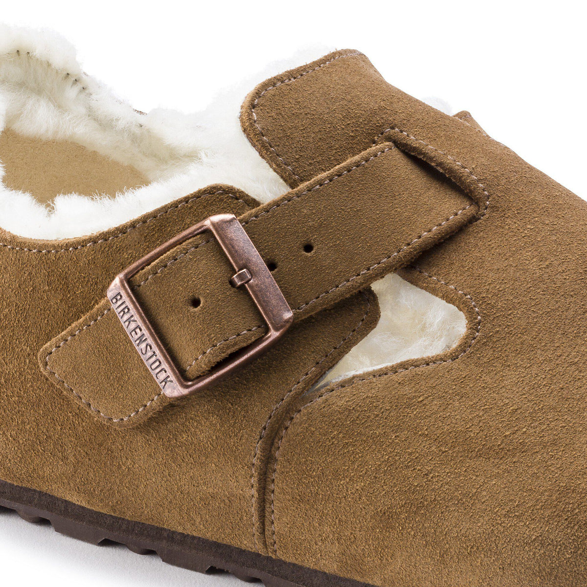 London Shearling Suede Leather in Color Dark Tea | Birkenstock