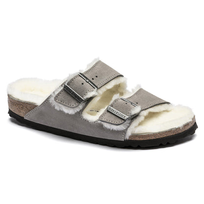 Arizona Shearling Suede Leather in Color Stone Coin | Birkenstock