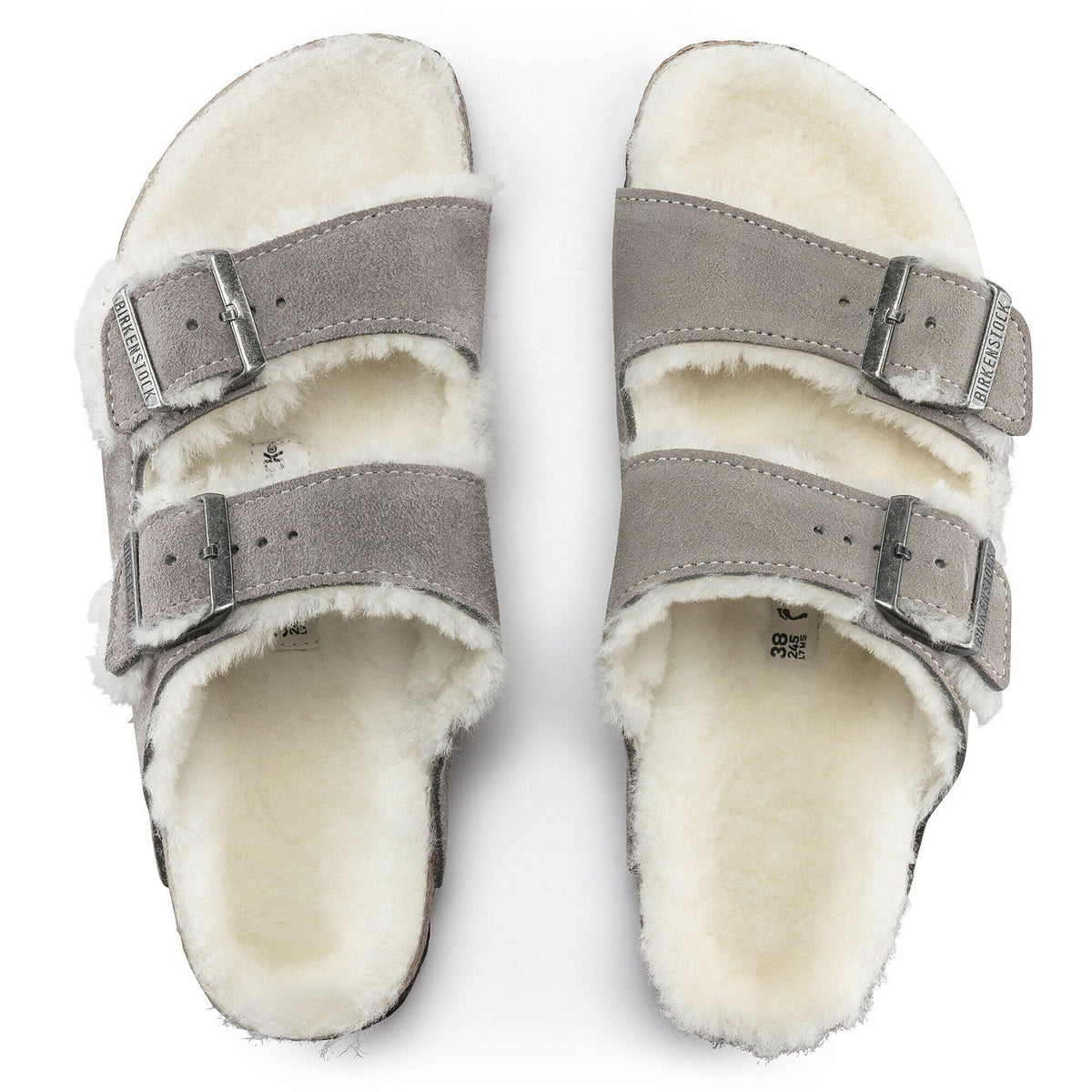 Arizona Shearling Suede Leather in Color Stone Coin | Birkenstock