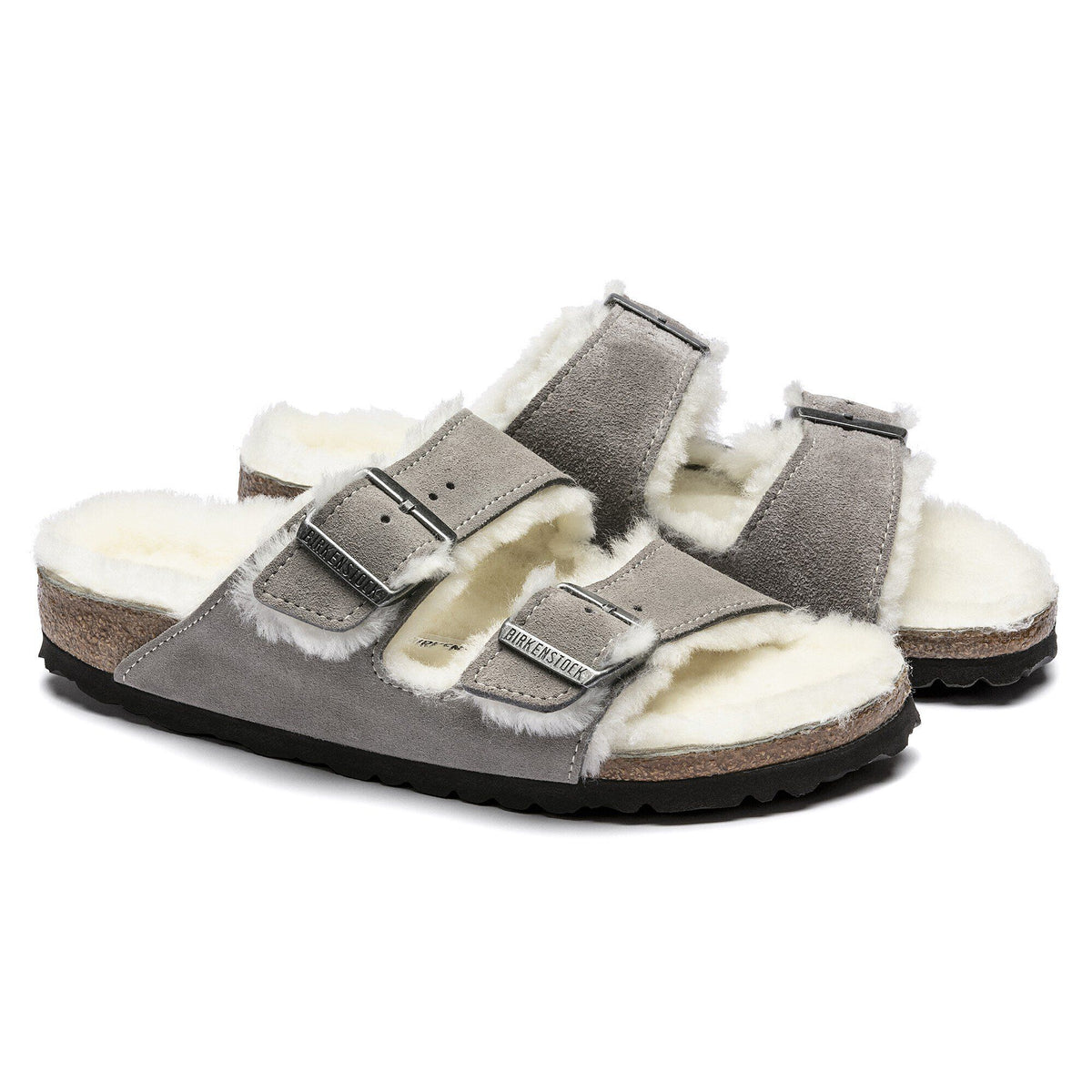 Arizona Shearling Suede Leather in Color Stone Coin | Birkenstock