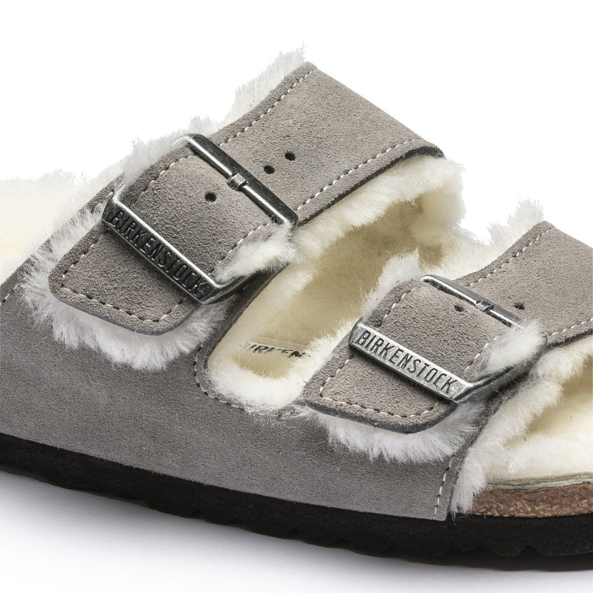 Arizona Shearling Suede Leather in Color Stone Coin | Birkenstock