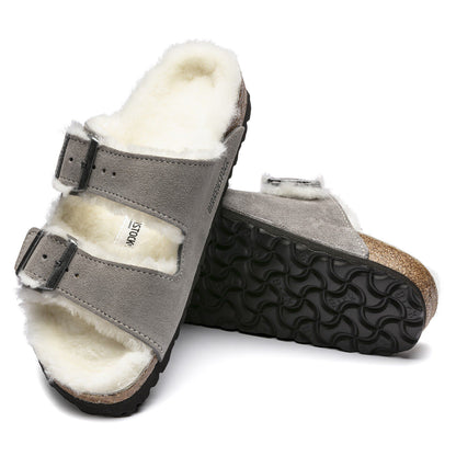 Arizona Shearling Suede Leather in Color Stone Coin | Birkenstock