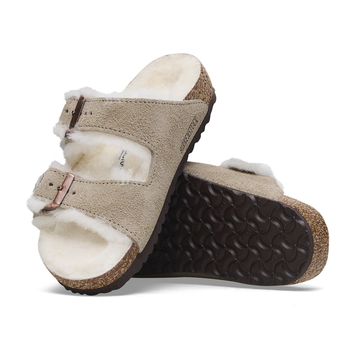 Arizona Shearling Kids Suede Leather in Color Taupe | Birkenstock