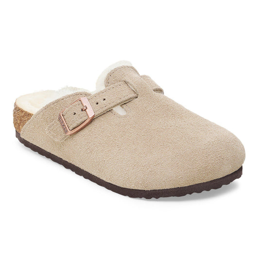 Boston Shearling Kids Suede Leather-Shearling in Color Taupe | Birkenstock