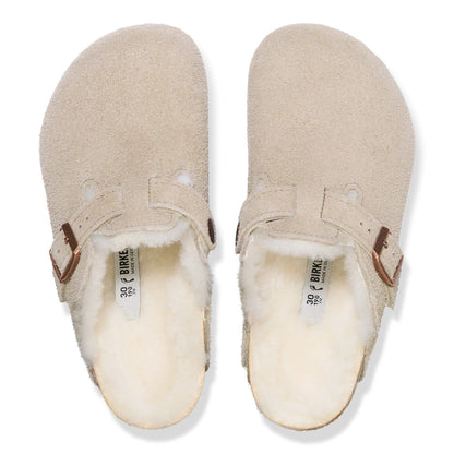 Boston Shearling Kids Suede Leather-Shearling in Color Taupe | Birkenstock