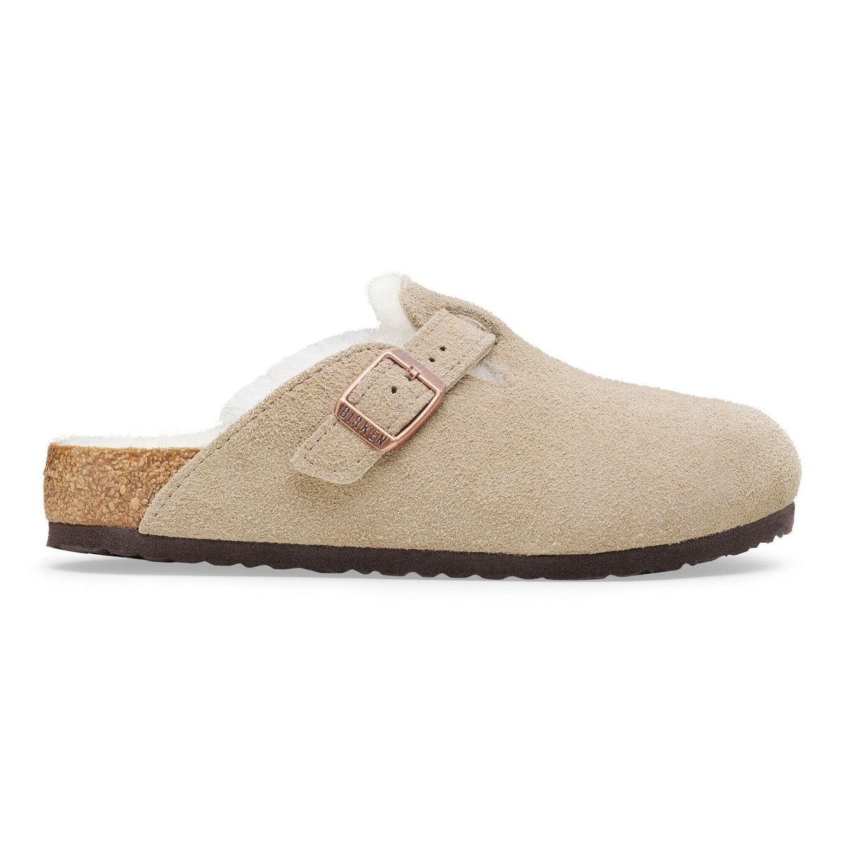 Boston Shearling Kids Suede Leather-Shearling in Color Taupe | Birkenstock