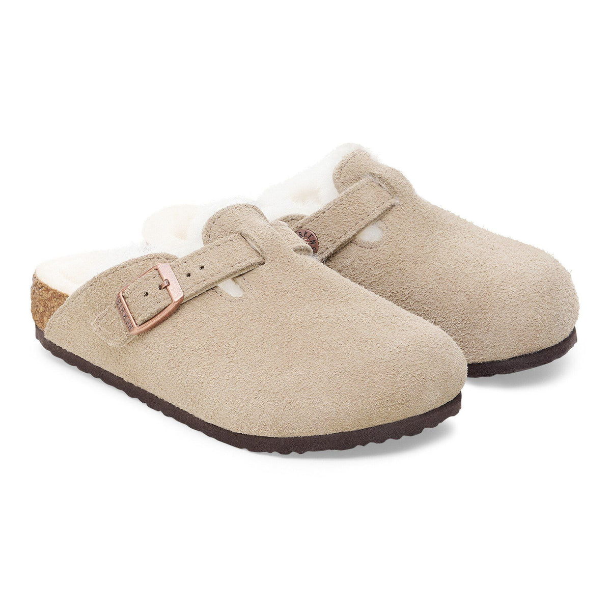 Boston Shearling Kids Suede Leather-Shearling in Color Taupe | Birkenstock
