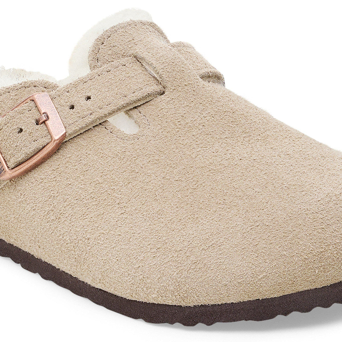 Boston Shearling Kids Suede Leather-Shearling in Color Taupe | Birkenstock