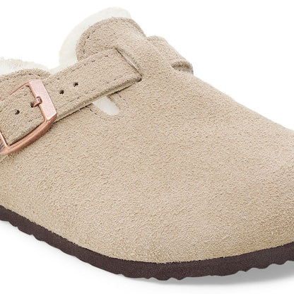Boston Shearling Kids Suede Leather-Shearling in Color Taupe | Birkenstock
