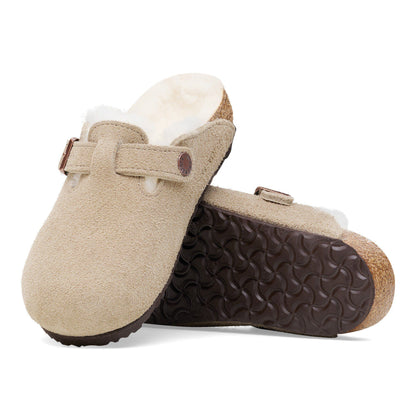Boston Shearling Kids Suede Leather-Shearling in Color Taupe | Birkenstock