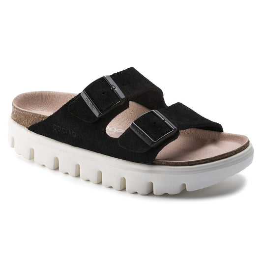 Arizona Platform Suede Leather in Color Chunky Suede Black | Birkenstock
