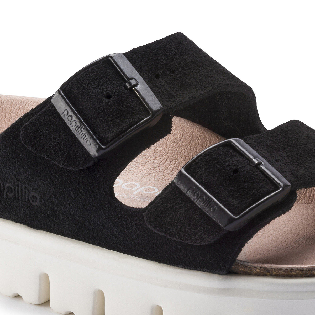 Arizona Platform Suede Leather in Color Chunky Suede Black | Birkenstock