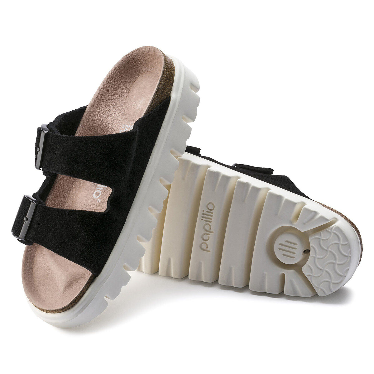 Arizona Platform Suede Leather in Color Chunky Suede Black | Birkenstock