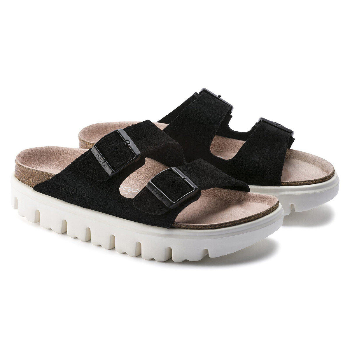 Arizona Platform Suede Leather in Color Chunky Suede Black | Birkenstock