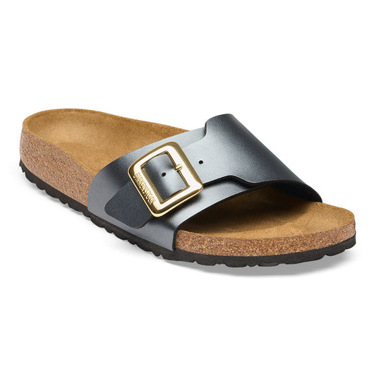 Catalina Luxe Buckle Birko-Flor in Color Metallic Black | Birkenstock