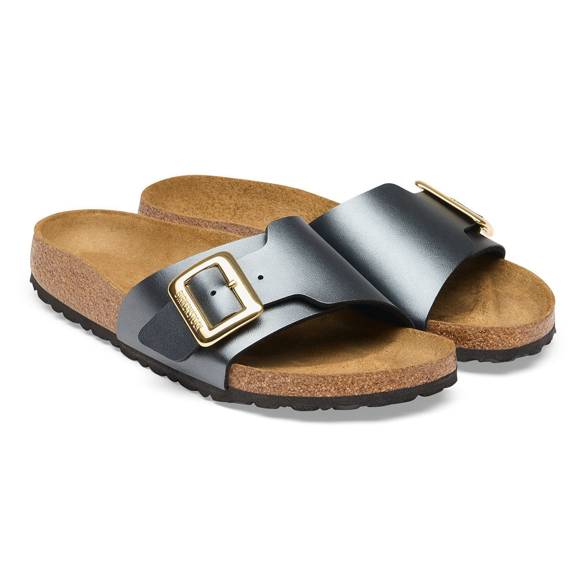 Catalina Luxe Buckle Birko-Flor in Color Metallic Black | Birkenstock