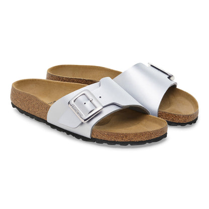 Catalina Luxe Buckle Birko-Flor in Color Silver Metallic | Birkenstock