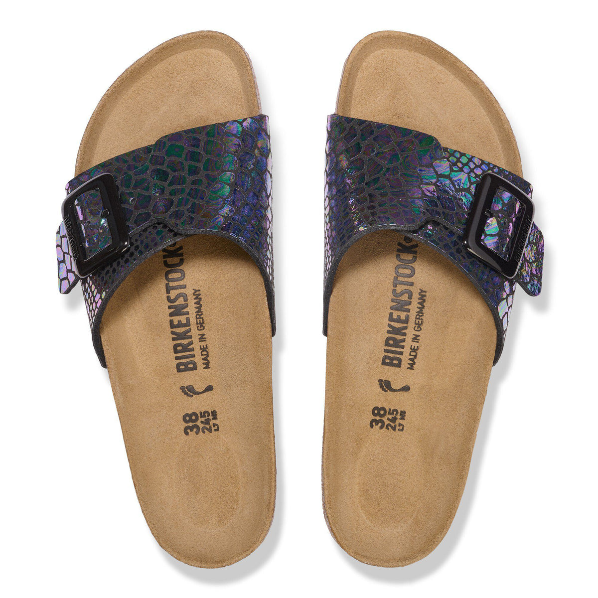 Catalina Luxe Buckle Synthetics in Color Shiny Snake Black | Birkenstock