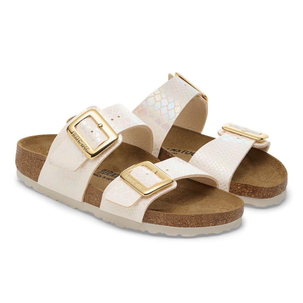 Sydney Luxe Buckle Synthetics in Color Shiny Snake Cream | Birkenstock