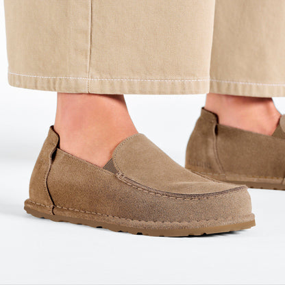 Utti Low Slip On Suede Leather in Color Gray Taupe | Birkenstock