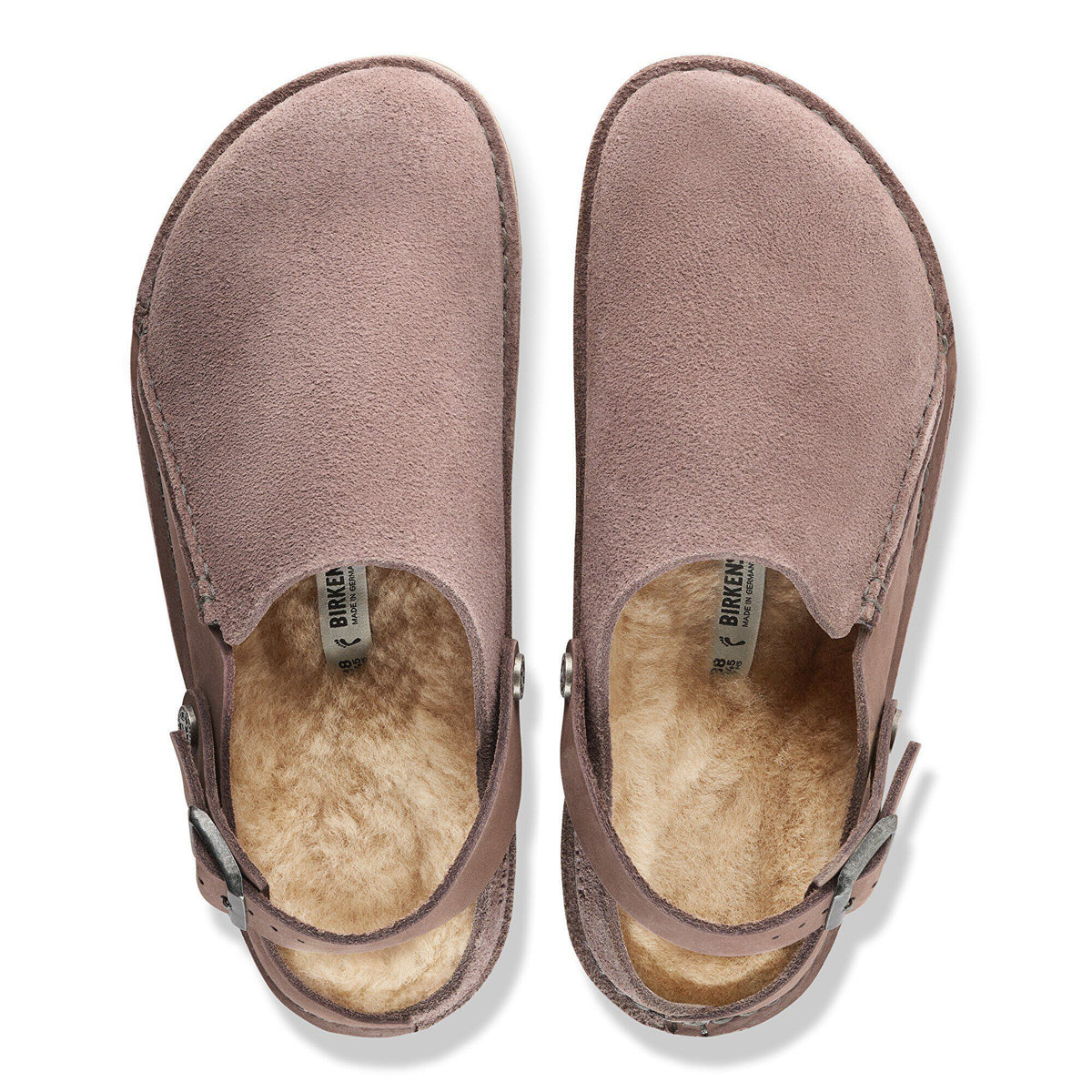 Lutry Premium Shearling Nubuck Leather/Suede in Color Faded Purple | Birkenstock